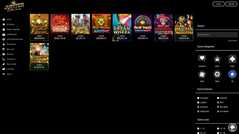 Jackpot de bureau du casino Jupiter Club