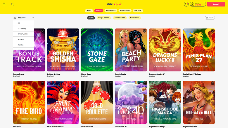 Développeurs de jeux de bureau Justspin Casino