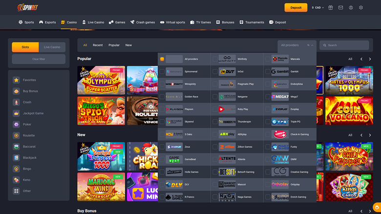 Desarrolladores de juegos de escritorio del casino JVSPINBET