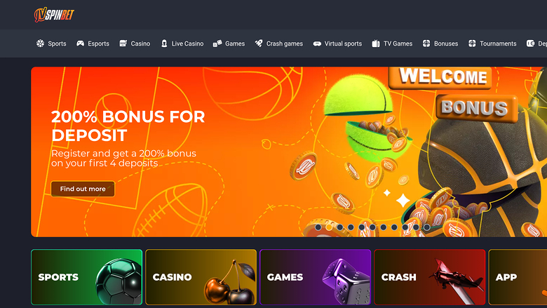 Página de inicio del casino JVSPINBET para escritorio