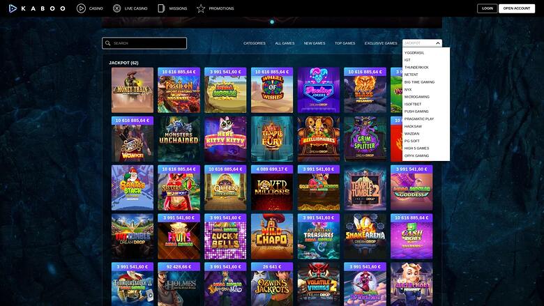 Développeurs de jeux du Kaboo Casino Bureau