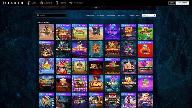 Jackpot du Kaboo Casino Bureau