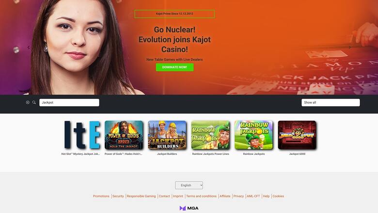 Jackpot du Casino Kajot Bureau