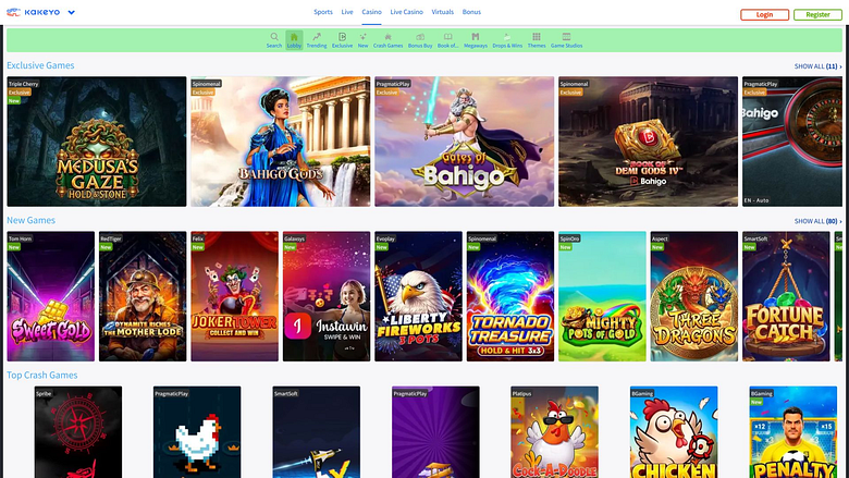 Pagina iniziale desktop di KaKeY Casino
