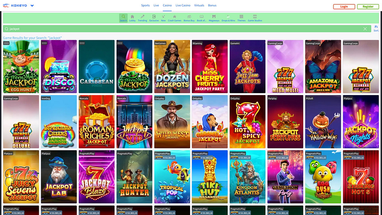 Jackpot desktop del casinò KaKeYo