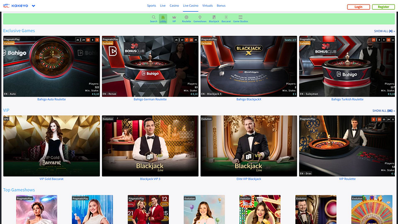 Live Dealer Desktop di KaKeYo Casino