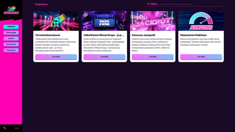 Promociones de Kanuuna Casino Escritorio