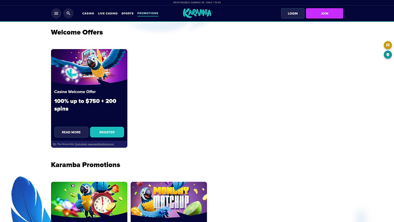Promotions sur ordinateur du casino Karamba