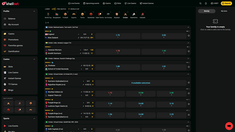 Kheli Bet Casino Desktop Sports