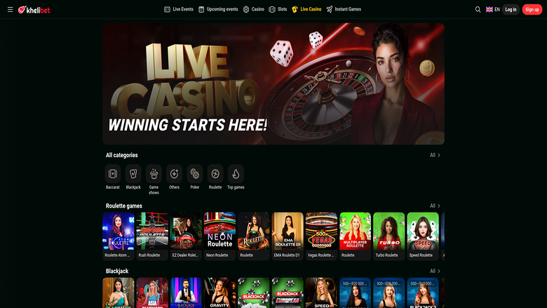 Captura de pantalla del crupier en vivo de Kheli Bet para escritorio