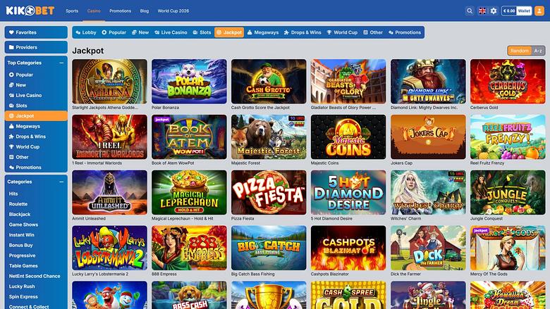 Kikobet Casino Desktop Jackpot