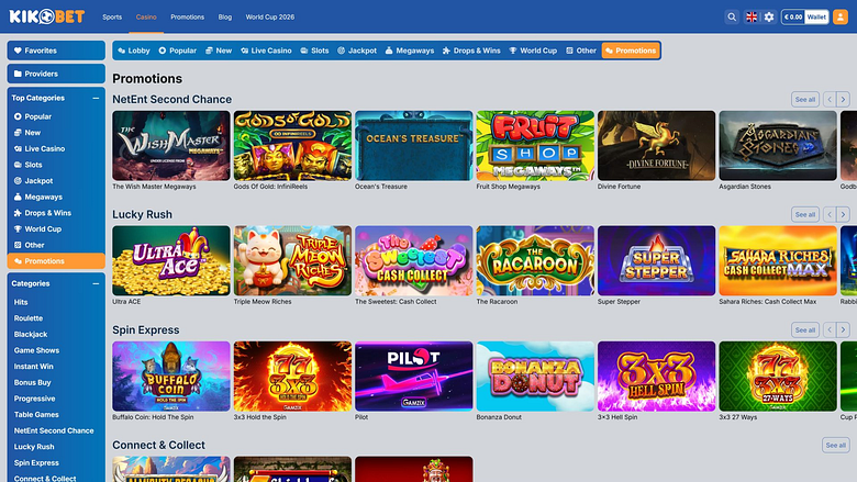 Kikobet Casino Desktop Promotions