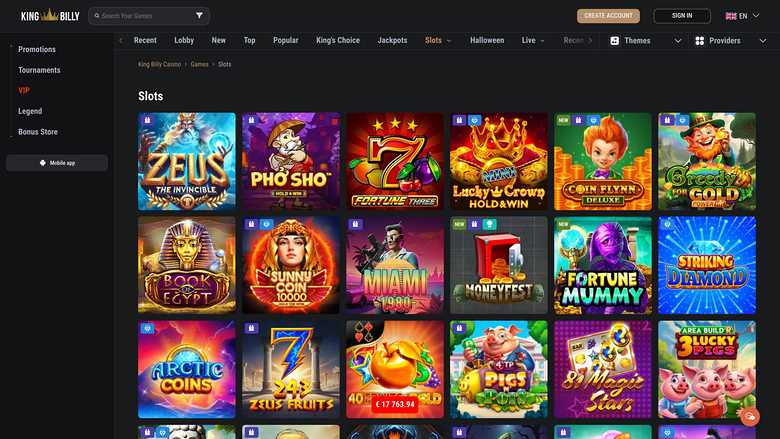 Jeux du King Billy Casino Bureau