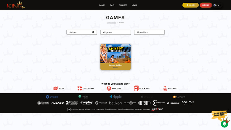 Jackpot de KingBit Casino Ordinateur de bureau