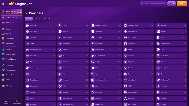 Développeurs du jeu de casino Kingmaker pour ordinateur