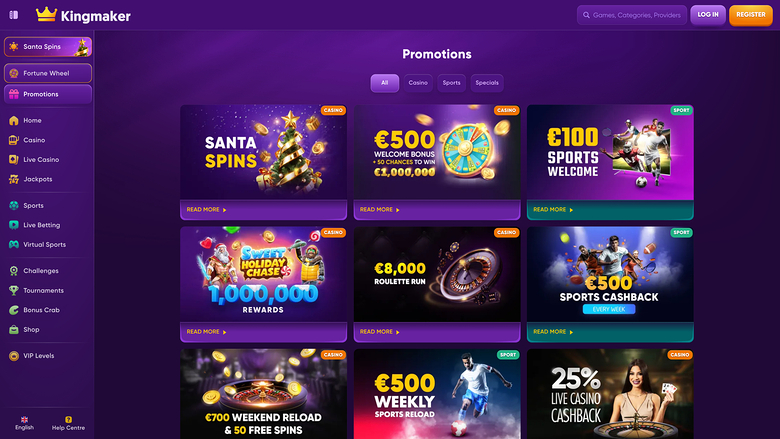 Promotions sur ordinateur de Kingmaker Casino
