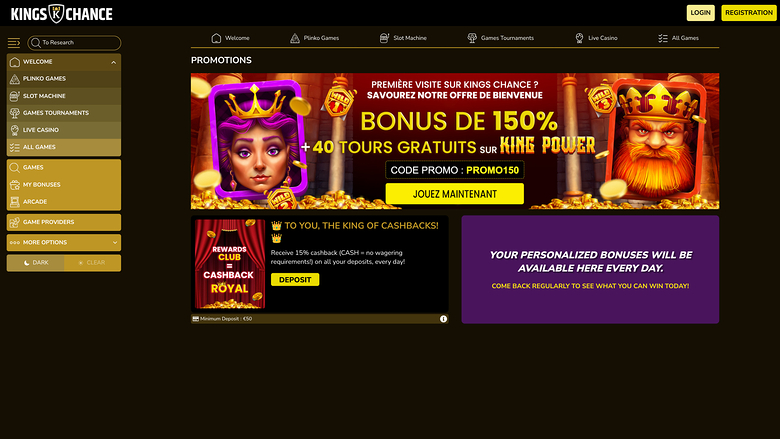 Kings Chance Casino Desktop-Aktionen