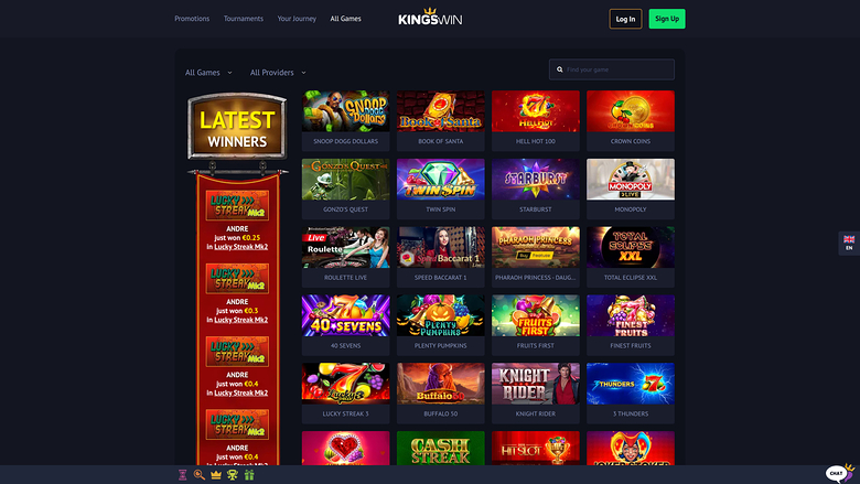 Jeux de casino KingsWin pour ordinateur