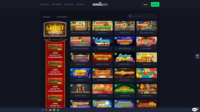 Jackpot de bureau du casino KingsWin