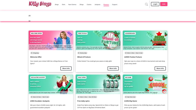 Promozioni desktop di Kitty Bingo