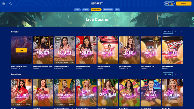 Crupier en vivo de escritorio de KodaBet Casino