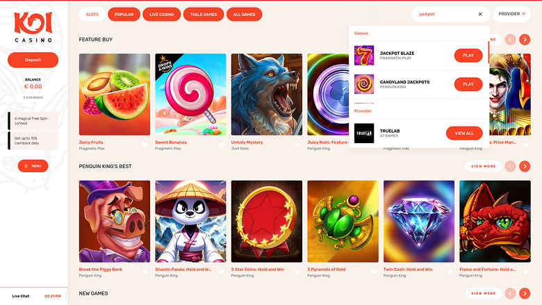 Koi Casino Desktop Jackpot