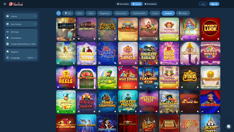 Jackpot du casino KoiFortune sur ordinateur