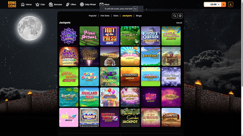 Джекпот Kong Casino для настольных компьютеров
