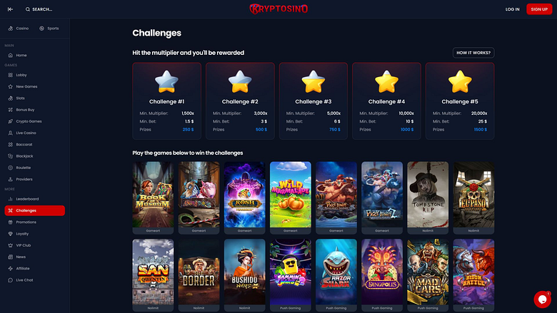 Défis du casino Kryptosino sur ordinateur
