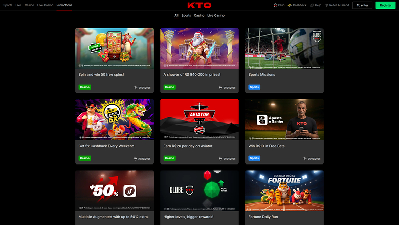 Promotions KTO Casino sur ordinateur