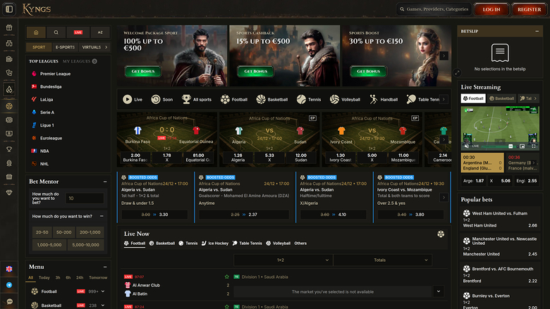 Sports sur ordinateur de bureau au casino Kyngs