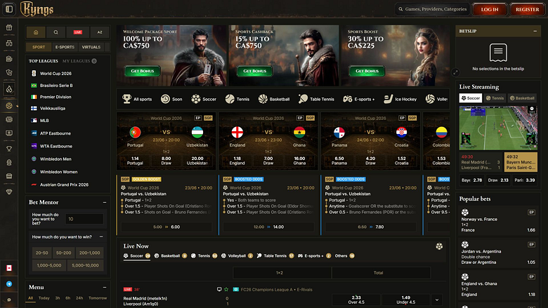 Sport di Kyngs Casino per Desktop