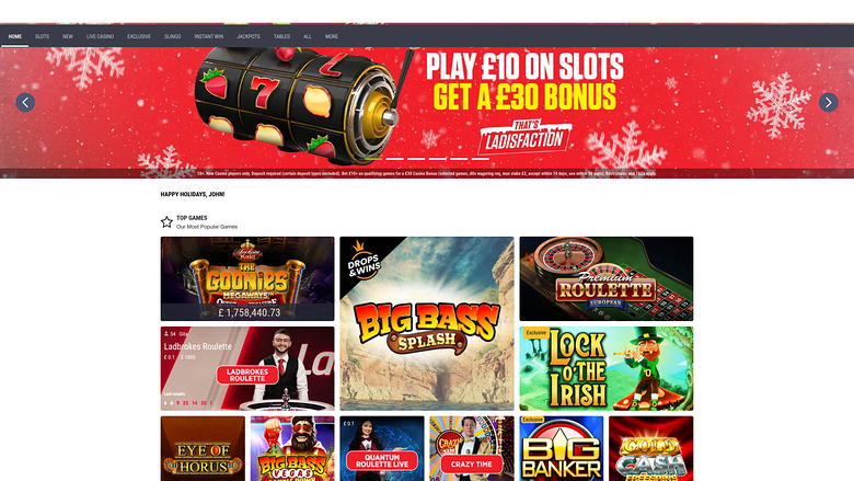Página de inicio de Ladbrokes Casino para escritorio