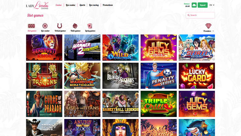 Jeux de casino Lady Linda sur ordinateur