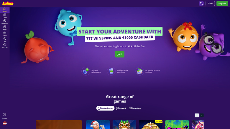 Homepage desktop di Laimz