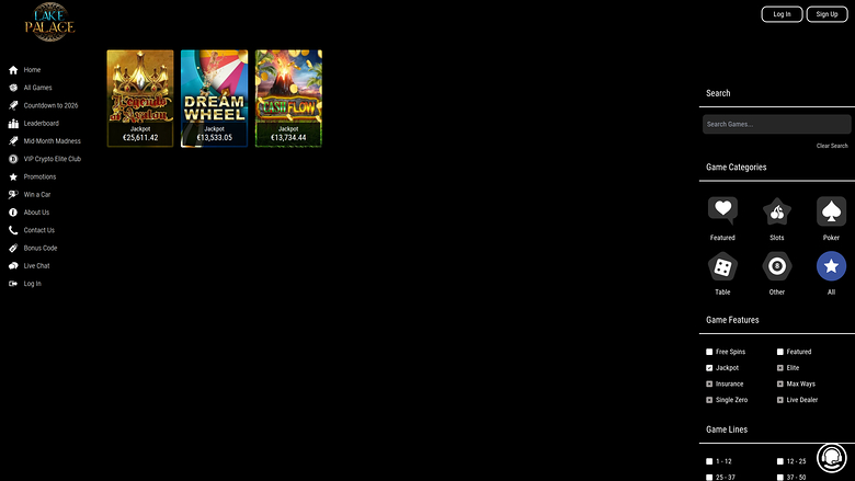 Jackpot desktop del Lake Palace Casino