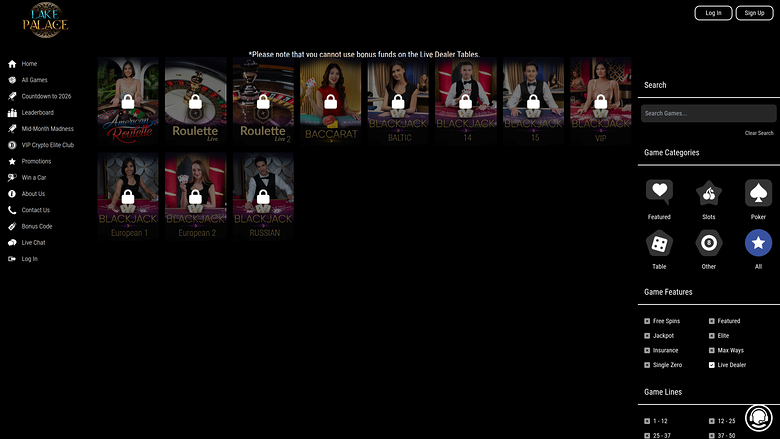 Lake Palace Casino Desktop Live Dealer