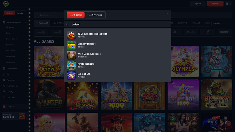 Jackpot de bureau du casino Lamabet