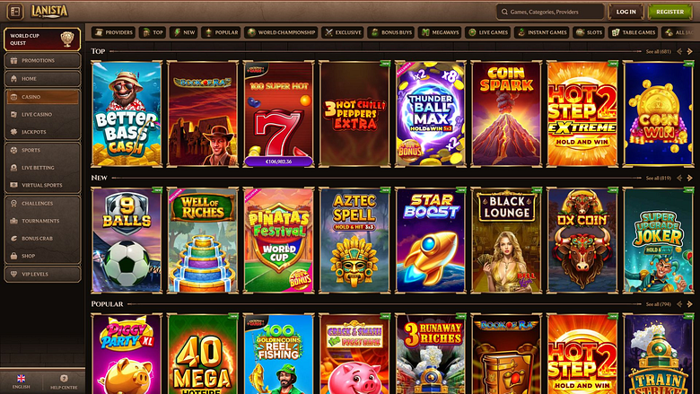 Jeux de casino Lanista sur ordinateur