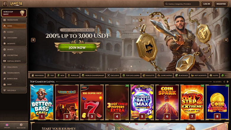 Page d'accueil du bureau du casino Lanista
