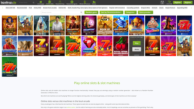 Jackpot du casino Lapalingo sur ordinateur