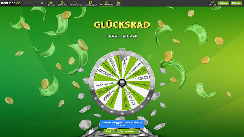 Lapalingo Casino Desktop Wheel of Fortune