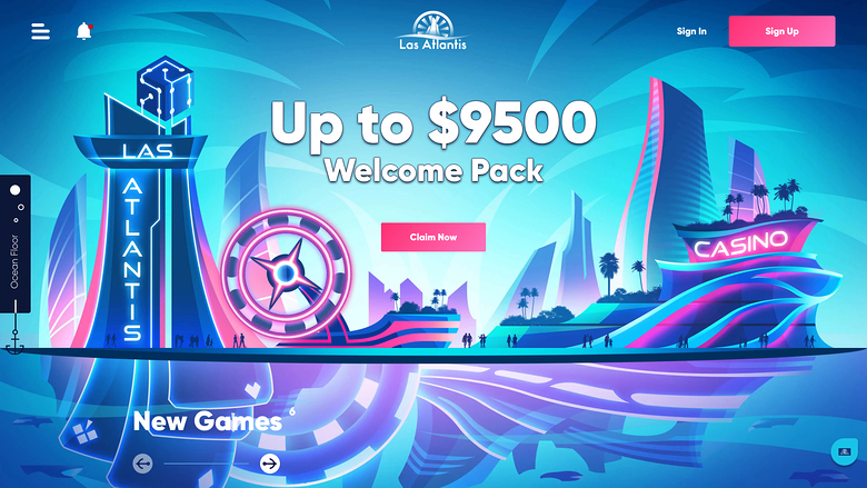Page d'accueil du casino Las Atlantis version ordinateur