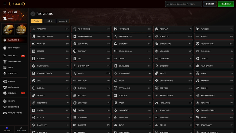 Développeurs de jeux de bureau Legiano Casino