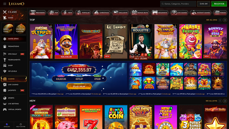 Jeux de casino Legiano sur ordinateur