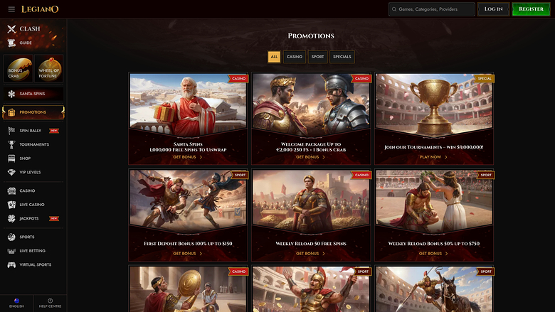 Promotions de bureau du casino Legiano