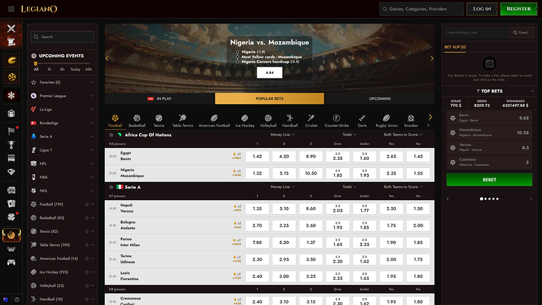 Sports de bureau du casino Legiano