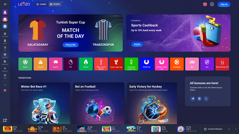 Legzo Casino Sports sur ordinateur