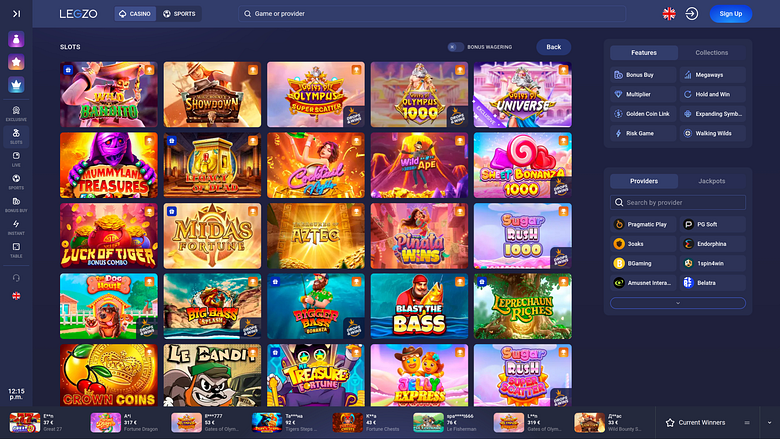 Legzo Casino Desktop-Spiele