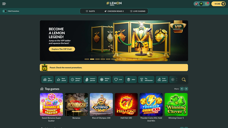 Главная страница Lemon Casino для настольных компьютеров